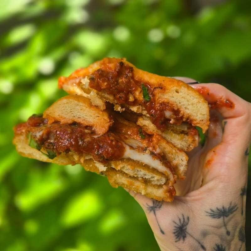 Savory Vegan Donuts : chicken parm donut